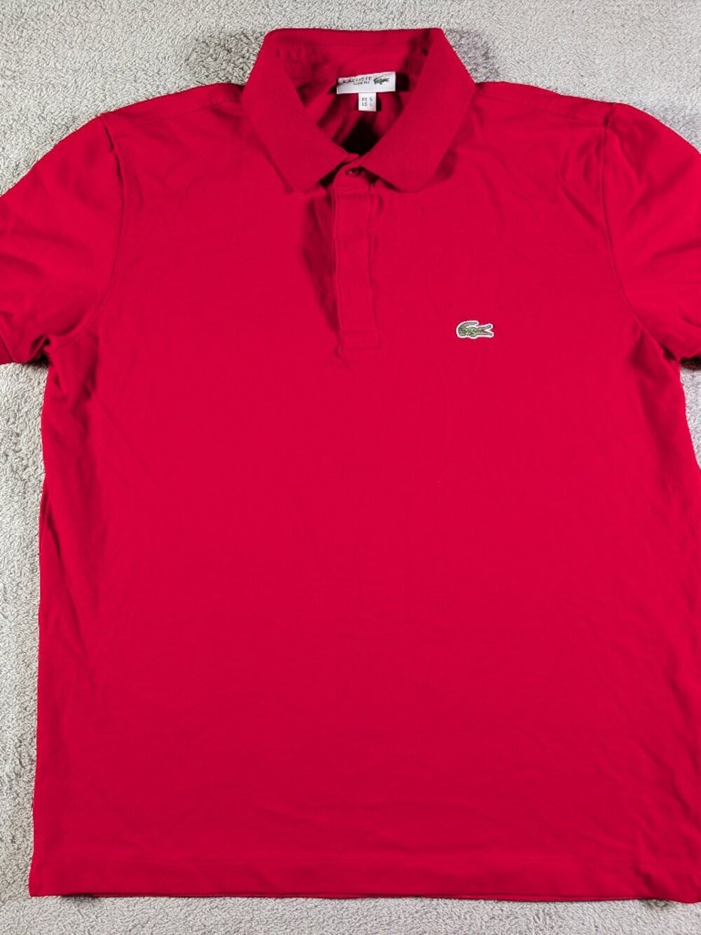 Lacoste Men's Red Slim Fit 3-Button Polo Shirt US L Cotton Stretch